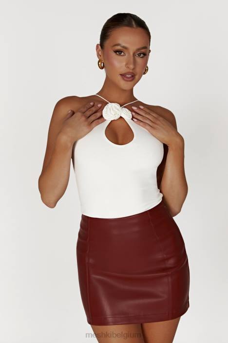 minirok van imitatieleer Meshki kersen chocolade N4JN1399 kleding