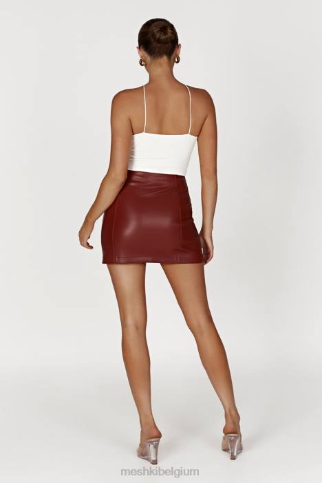 minirok van imitatieleer Meshki kersen chocolade N4JN1399 kleding