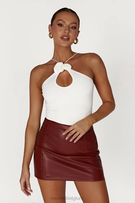 minirok van imitatieleer Meshki kersen chocolade N4JN1399 kleding