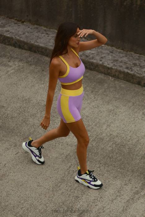 becca tweekleurige cropped sportbeha Meshki lila/geel N4JN1049 kleding