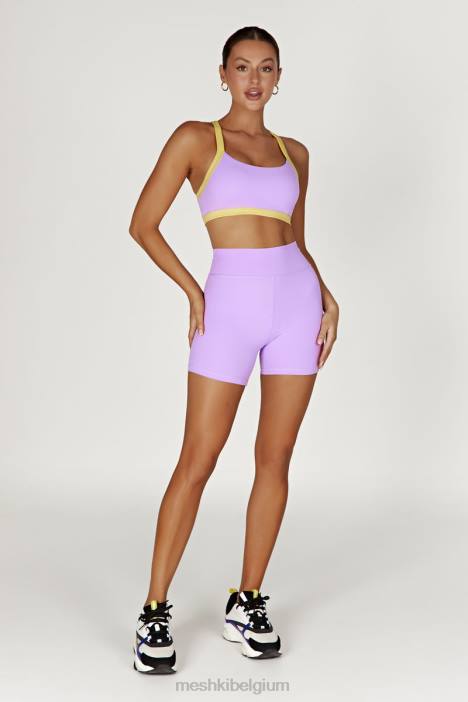 becca tweekleurige cropped sportbeha Meshki lila/geel N4JN1049 kleding