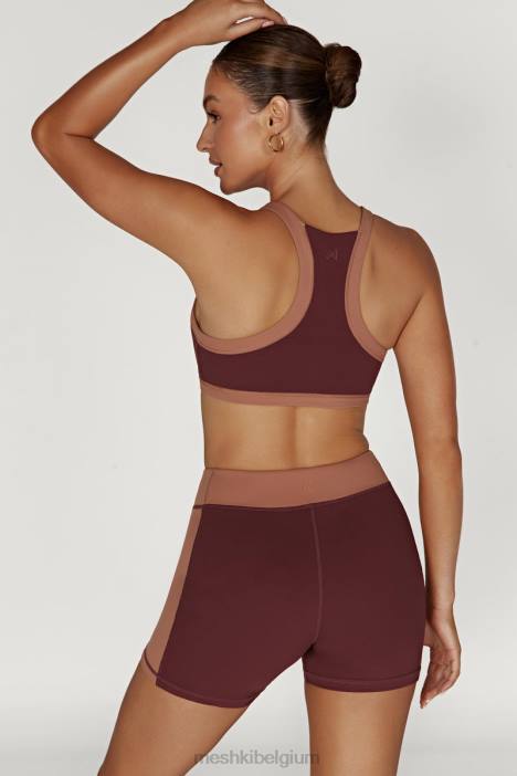 becca tweekleurige cropped sportbeha Meshki mahonie/bruin N4JN1038 kleding