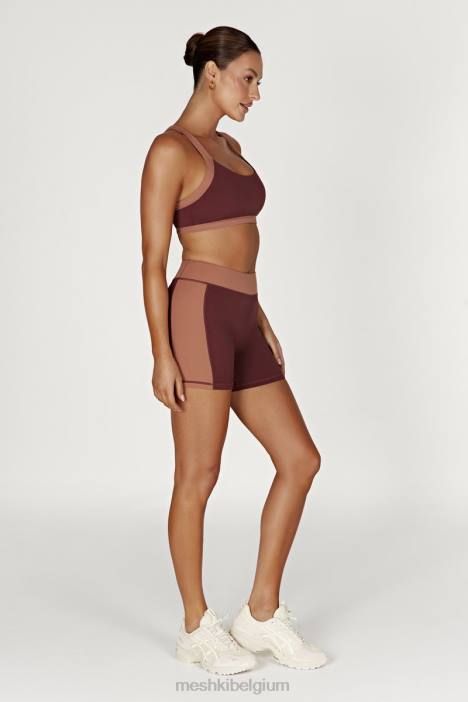 becca tweekleurige cropped sportbeha Meshki mahonie/bruin N4JN1038 kleding