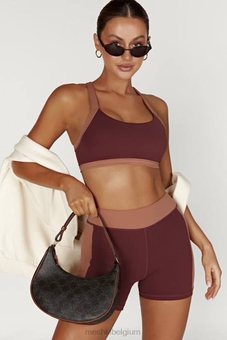 becca tweekleurige cropped sportbeha Meshki mahonie/bruin N4JN1038 kleding