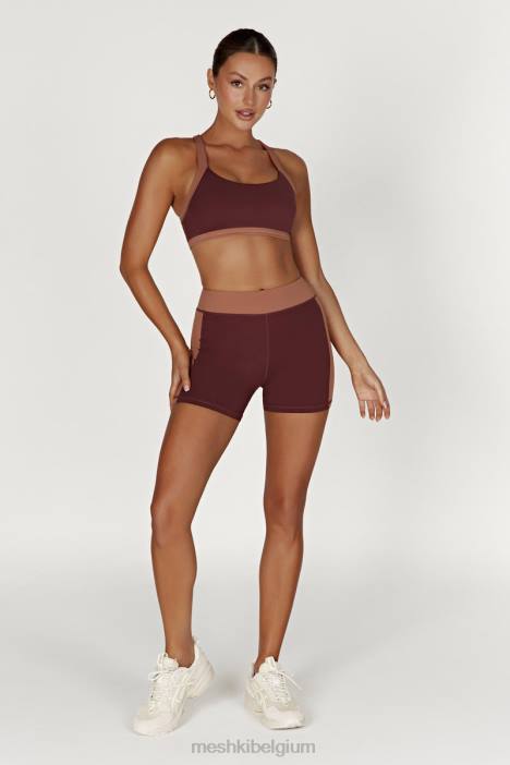 becca tweekleurige cropped sportbeha Meshki mahonie/bruin N4JN1038 kleding