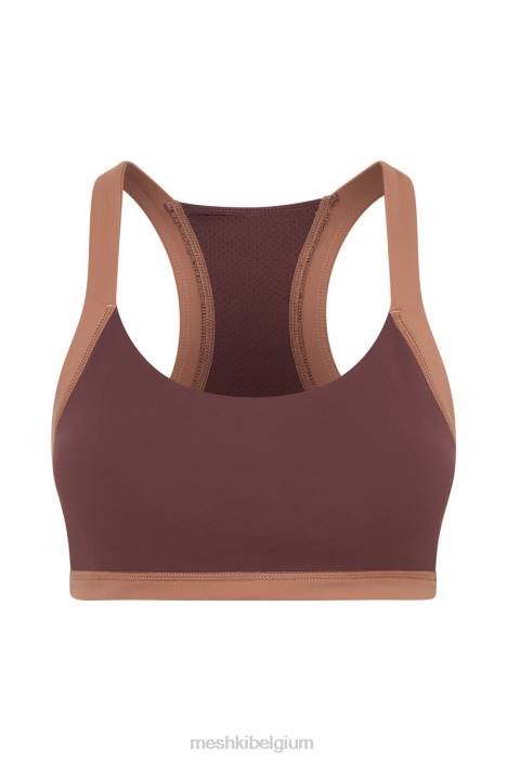 becca tweekleurige cropped sportbeha Meshki mahonie/bruin N4JN1038 kleding