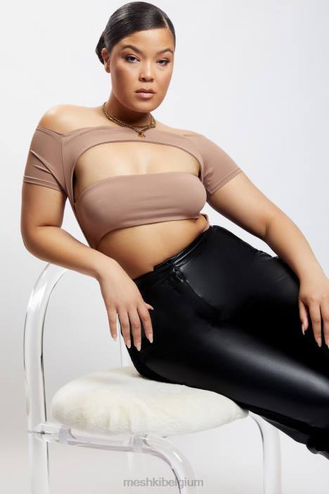 Breanna uitgesneden bodysuit Meshki lichtbruin N4JN1220 kleding