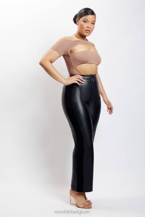 Breanna uitgesneden bodysuit Meshki lichtbruin N4JN1220 kleding