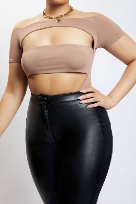 Breanna uitgesneden bodysuit Meshki lichtbruin N4JN1220 kleding