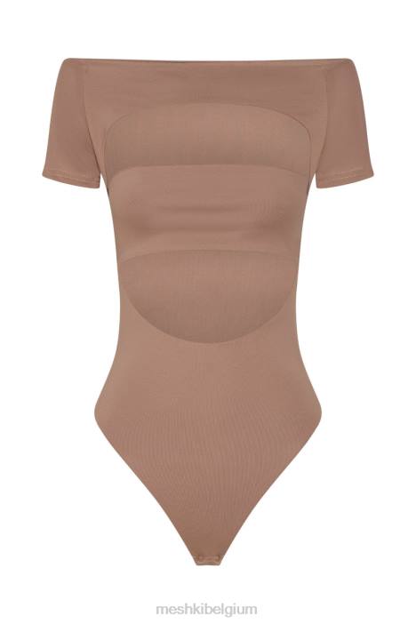Breanna uitgesneden bodysuit Meshki lichtbruin N4JN1220 kleding