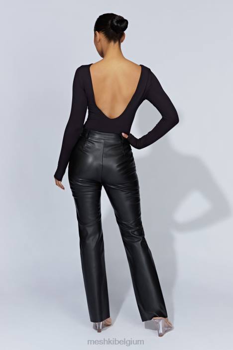 Cheyenne bodysuit met lange mouwen en diepuitgesneden achterkant Meshki zwart N4JN916 kleding