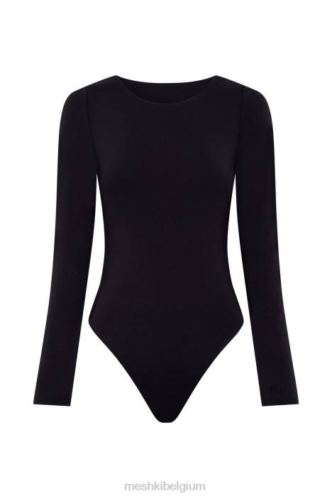Cheyenne bodysuit met lange mouwen en diepuitgesneden achterkant Meshki zwart N4JN916 kleding
