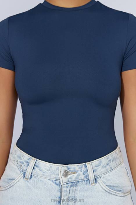 Francesca bodysuit met ronde hals en korte mouwen Meshki middernacht marine N4JN949 kleding