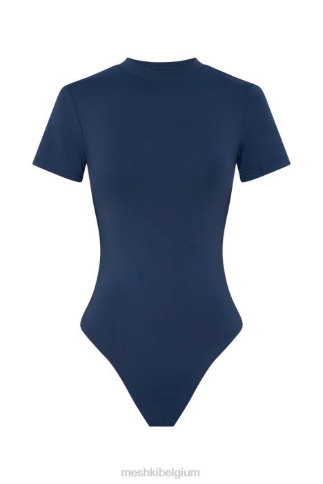 Francesca bodysuit met ronde hals en korte mouwen Meshki middernacht marine N4JN949 kleding