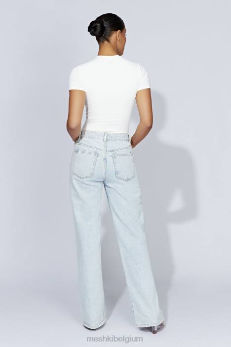 Francesca bodysuit met ronde hals en korte mouwen Meshki wit N4JN964 kleding