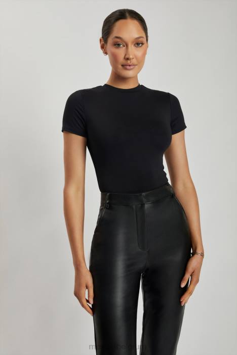 Francesca bodysuit met ronde hals en korte mouwen Meshki zwart N4JN962 kleding