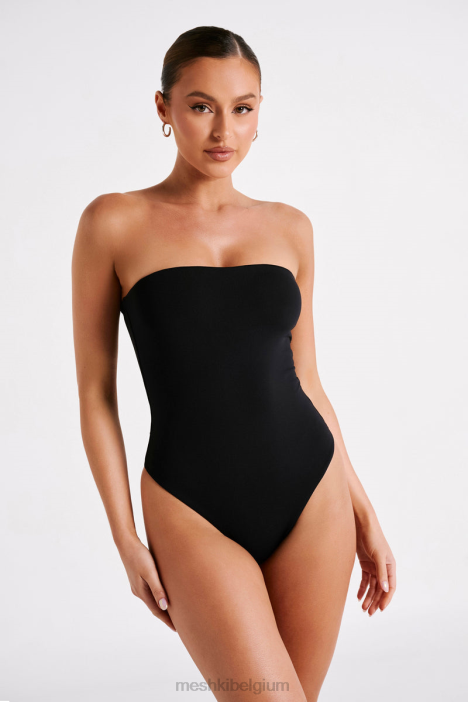 Leathon strapless bodysuit van gerecycled nylon Meshki zwart N4JN776 kleding