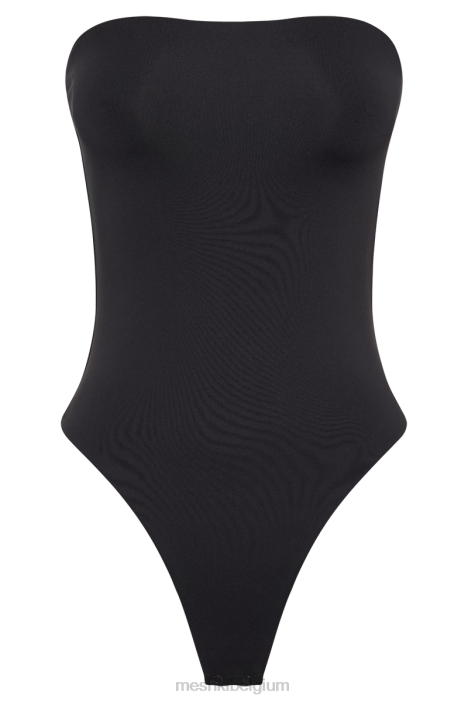 Leathon strapless bodysuit van gerecycled nylon Meshki zwart N4JN776 kleding