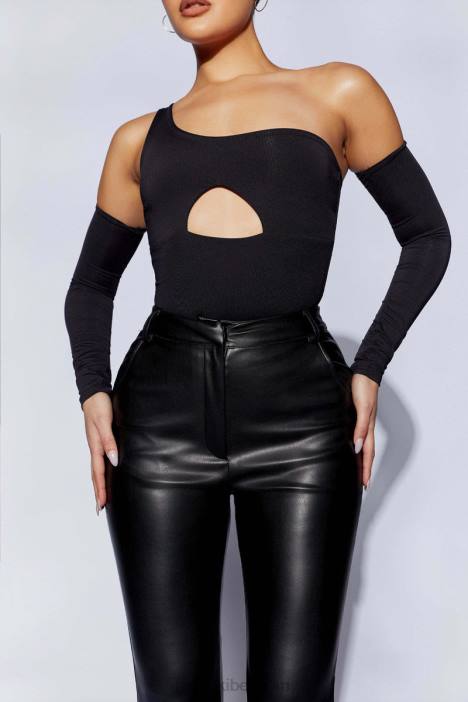 Lexi bodysuit met één schouder en uitsnijding Meshki zwart N4JN1111 kleding