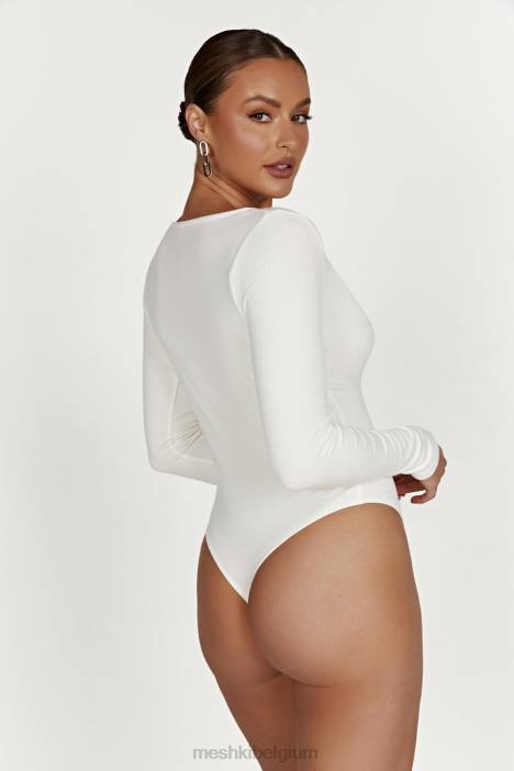 Naomi bodysuit met lange mouwen Meshki wit N4JN925 kleding