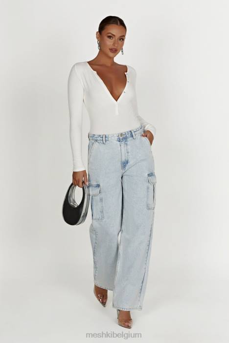 Naomi bodysuit met lange mouwen Meshki wit N4JN925 kleding