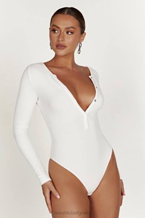 Naomi bodysuit met lange mouwen Meshki wit N4JN925 kleding