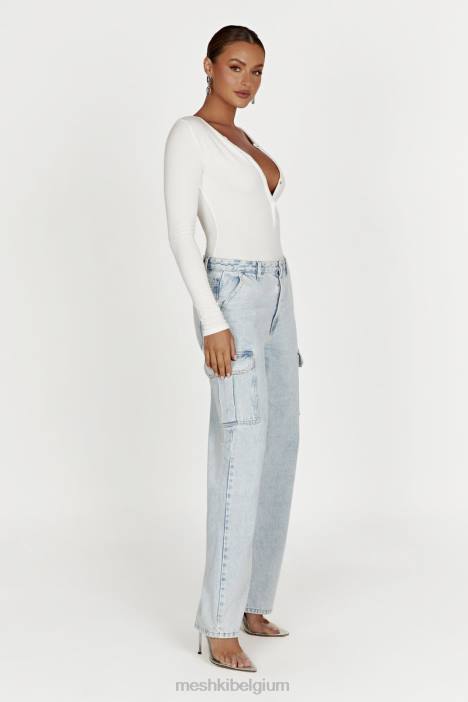 Naomi bodysuit met lange mouwen Meshki wit N4JN925 kleding