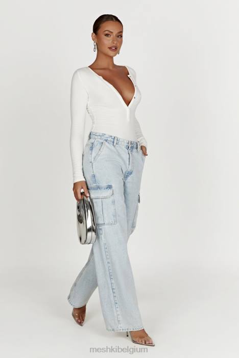 Naomi bodysuit met lange mouwen Meshki wit N4JN925 kleding