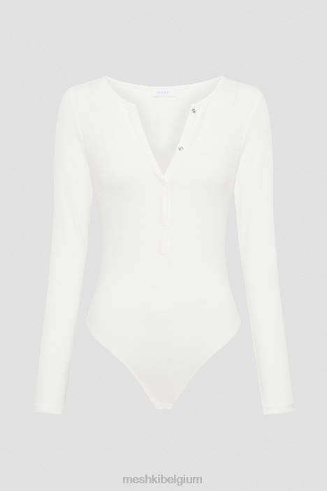 Naomi bodysuit met lange mouwen Meshki wit N4JN925 kleding