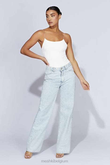 Valeria bodysuit met lage rug en dunne bandjes Meshki wit N4JN1086 kleding