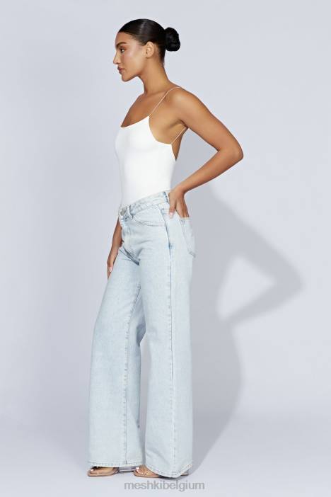 Valeria bodysuit met lage rug en dunne bandjes Meshki wit N4JN1086 kleding