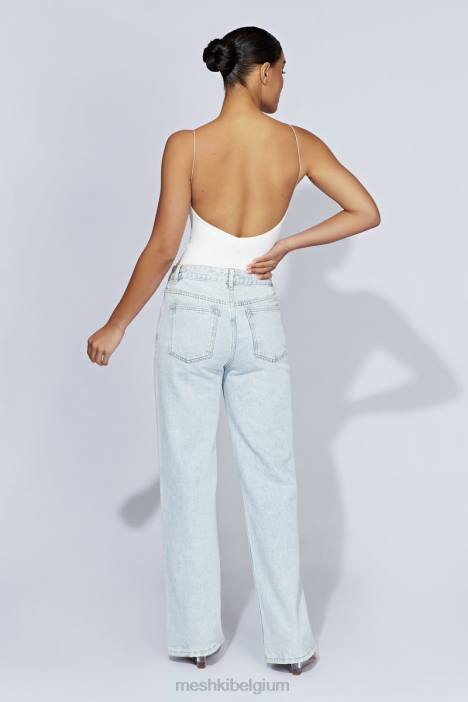 Valeria bodysuit met lage rug en dunne bandjes Meshki wit N4JN1086 kleding