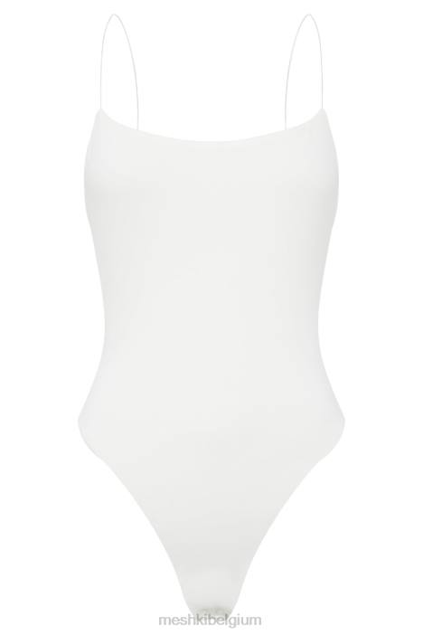 Valeria bodysuit met lage rug en dunne bandjes Meshki wit N4JN1086 kleding