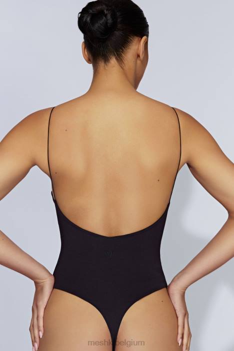 Valeria bodysuit met lage rug en dunne bandjes Meshki zwart N4JN887 kleding