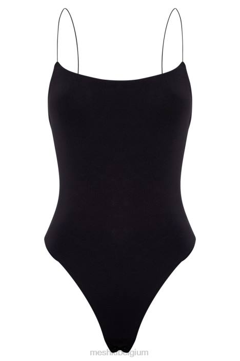 Valeria bodysuit met lage rug en dunne bandjes Meshki zwart N4JN887 kleding