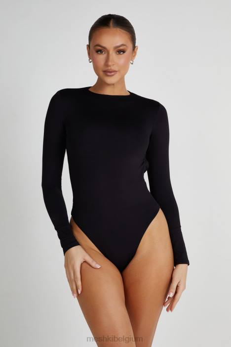 Wrenley gerecyclede uitgesneden bodysuit met lange mouwen Meshki zwart N4JN836 kleding