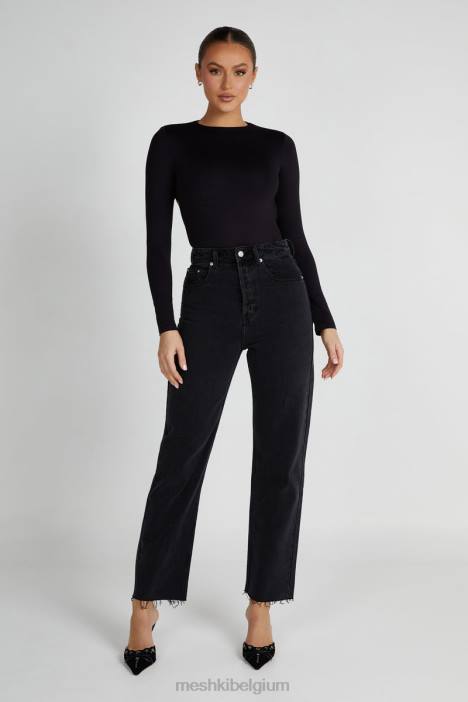 Wrenley gerecyclede uitgesneden bodysuit met lange mouwen Meshki zwart N4JN836 kleding