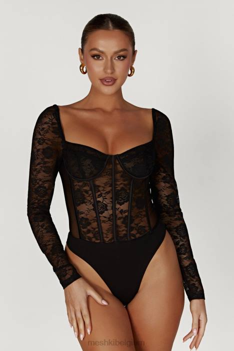 cheryl kanten bodysuit Meshki zwart N4JN923 kleding