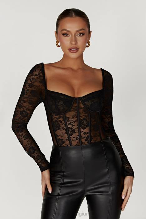 cheryl kanten bodysuit Meshki zwart N4JN923 kleding