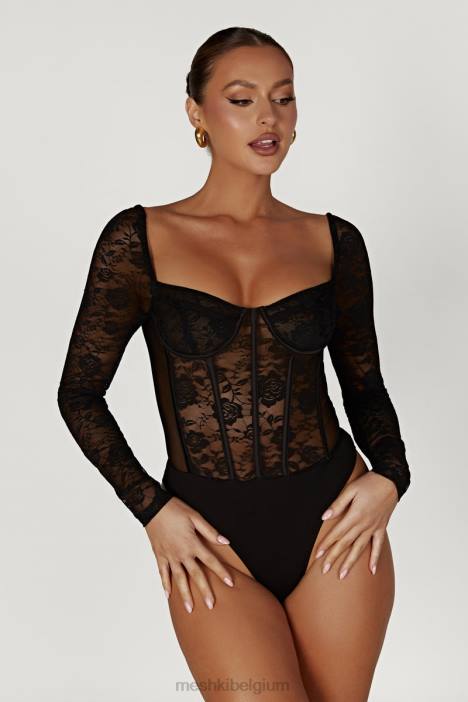 cheryl kanten bodysuit Meshki zwart N4JN923 kleding