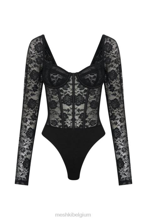 cheryl kanten bodysuit Meshki zwart N4JN923 kleding