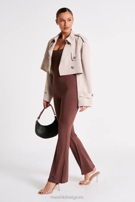 Adelaide gerecyclede nylon jumpsuit Meshki mokka N4JN1250 kleding