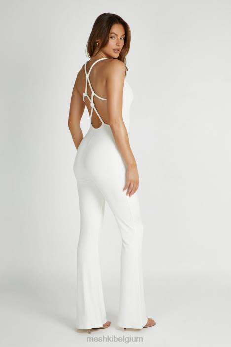 Brinley nauwsluitende jersey jumpsuit Meshki wit N4JN1405 kleding
