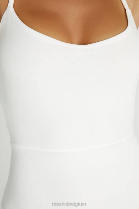 Brinley nauwsluitende jersey jumpsuit Meshki wit N4JN1405 kleding