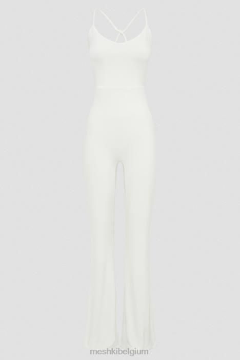 Brinley nauwsluitende jersey jumpsuit Meshki wit N4JN1405 kleding