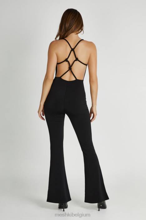 Brinley nauwsluitende jersey jumpsuit Meshki zwart N4JN1377 kleding