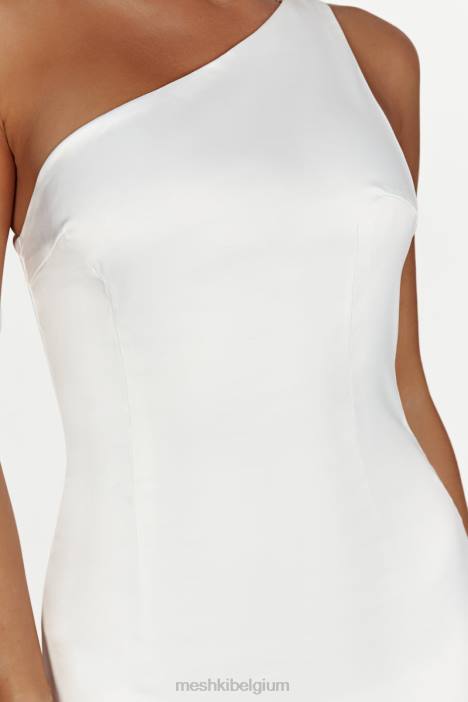 Harper jurk met één schouder Meshki wit N4JN461 kleding