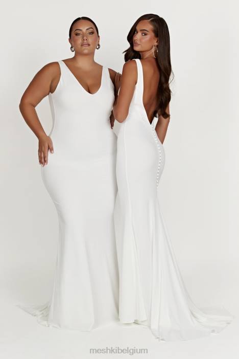 Kyla jurk met lage rug Meshki wit N4JN433 kleding