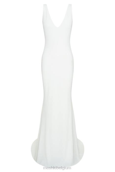 Kyla jurk met lage rug Meshki wit N4JN433 kleding