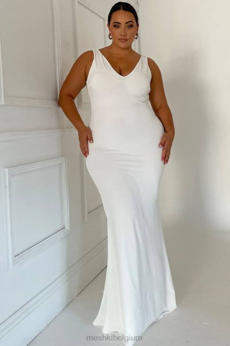 Kyla jurk met lage rug Meshki wit N4JN433 kleding